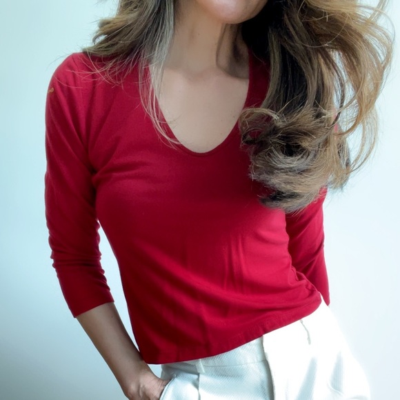 Banana Republic 3/4 Sleeve Deep Scoopneck Top - Picture 8 of 8